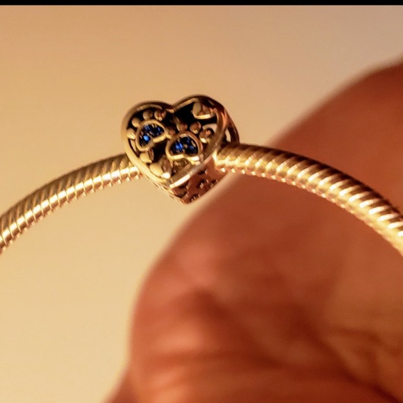 Sterling silver love pets heart slide charm with diamond cz paws - Picture 4 of 4